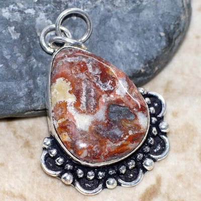 925 Серебряное покрытие мексиканская лагуна кружева подвеска 1,5» фестиваль готов ювелирных изделий GW - Изображение 1 из 3