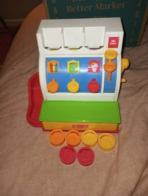 Caja registradora Fisher Price Vintage 1994 con 6 monedas y campana funciona muy bien Foto 1 de 4