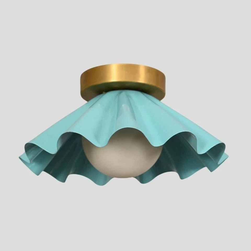 Lámpara de techo colgante azul globo de vidrio montaje empotrado latón italiano Foto 1 de 4