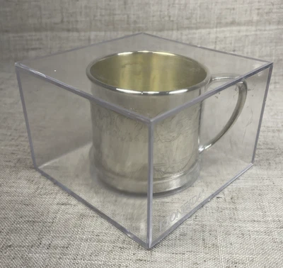 Taza de bautizo vintage plateada Oneida bebé niño en estuche Foto 1 de 4