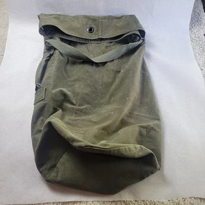 Vintage U.S. Army Duffle Bag - Olive Drab OD Canvas Square Bottom Single Strap - Bild 1 von 12