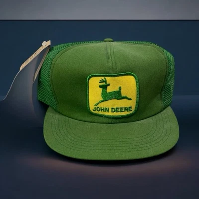 复古 90 年代 John Deere Tonkin 美国制造,Snap Back 卡车司机帽,绿色 — 第 1/4 张图片