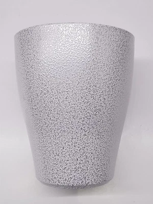 Blumentopf WEISS SILBER klein, ca. 15,2 cm Höhe, 13 cm Durchmesser oben, Ton - Bild 1 von 4