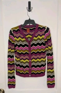Cárdigan Suéter Missoni For Target Patrón Chevron Zig Zag Tejido Talla XL Púrpura - Imagen 1 de 4
