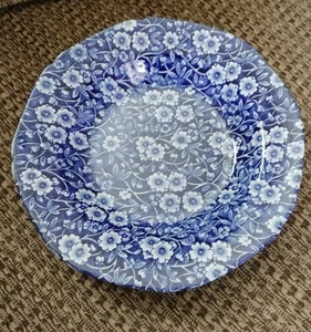 Staffordshire Calico Blue Soup Bowl 7 1/2" England - Picture 1 of 3