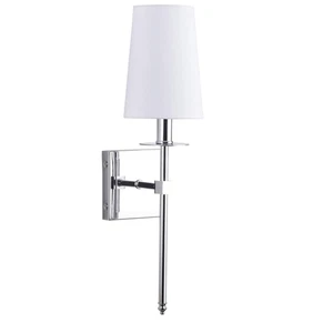 Linea di Liara Torcia Chrome Wall Sconce With White Fabric Shade - UL Listed - Picture 1 of 9