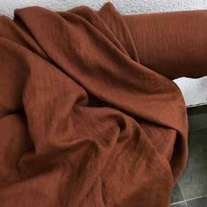 Rust Terracotta Linen Fabric by the Yard – Washed Linen for Apparel & Home Décor - Picture 1 of 1