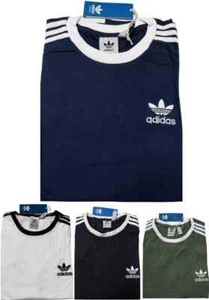 ADIDAS RETRO SHORT SLEEVE CREW NECK THREE STRIPE T-SHIRT UP TO 75% SALE - Picture 1 of 6
