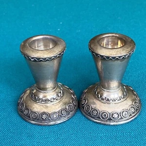 Authentic Sterling Silver Zadok Israel Candle Stick Holder Set 33.8g 925 Vintage - Picture 1 of 6