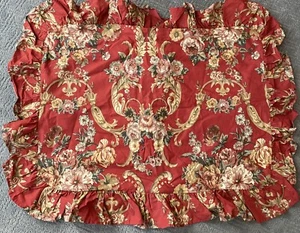 RALPH LAUREN Danielle Marseilles PILLOW SHAM Standard Red Floral Ruffled - Picture 1 of 4