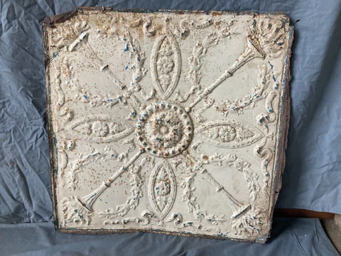 Antique Tin Ceiling  2' x 2' Shabby Tile 24" SQ Chic VTG Crafts 43-23A Cover