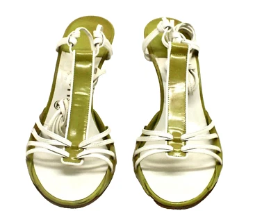 Sandalias Chanel de tacón de gelatina blancas y verdes con tiras 37 Foto 1 de 4