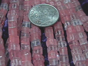 Cherry "Quartz" Glass Cube Beads Strand - Picture 1 of 3