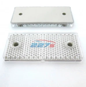2x White Rectangular Reflectors, Screw Mount, 69mm x 31.5mm- Gatepost Trailer - Picture 1 of 1