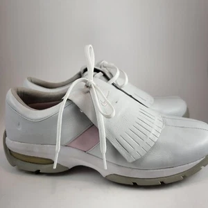 White nike Women's golf shoes Pink Accent with detachable tongues, size 9.5 EUC - Picture 1 of 18
