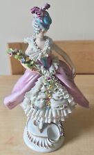 signed CAPPE CAPODIMONTE porcelain DRESDEN LACE WOMAN with FLOWERS FIGURINE