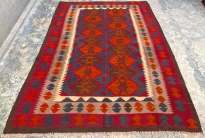 Afghan Handwoven Maimana Kilim Anatolian Living Room Area Kilim Rug 281x198cm - Image 1 of 4