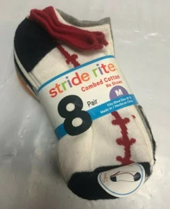 Stride Rite Boys Cotton No Show Socks FULL BALL 8 Pack MEDIUM 10-13 - Picture 1 of 1