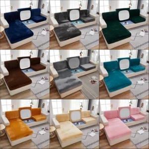 Velvet Sofa Cover Anti Slip Sofa Cover Sectional L Shape Sofa Cushion Slipcover - Picture 1 of 113