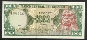 Ecuador P-125 1000 Sucres 1988 Unc - Picture 1 of 1