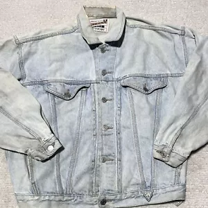 Vintage 80 Guess Georges Marciano Green Label Mens L Denim Jacket Distressed USA - Picture 1 of 11