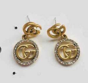 Pendientes colgantes de diamantes simulados de 2 quilates enchapados en oro amarillo de 14 quilates de plata de ley 925 - Imagen 1 de 5