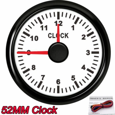 2" 52mm Clock Gauge With Red LED Backlight Waterproof for Marine Boat Car Truck - Image 1 of 4