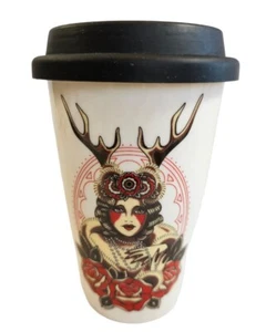 Sourpuss LADY OF THE WOODS Keramik Becher Reisebecher Becher Deckel Retired Neu - Bild 1 von 8