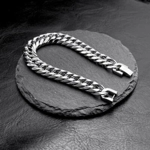 Pulsera Hombre Plata Acero Inoxidable 9.06 in Tamaño Ajustable, Duradera y Elegante - Imagen 1 de 5