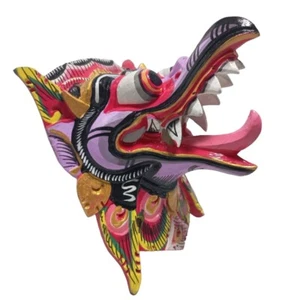 Garuda Lavender Balinese Wood Mask Carved Indonesian Wall Art Decor Hanging - Picture 1 of 22