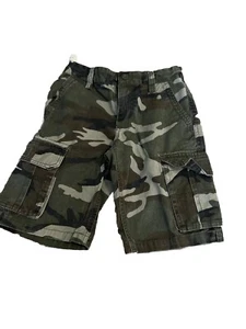 Old Navy Shorts Boys 8 Green Camouflage Cargo Flat Front Adjustable Waist Straps - Picture 1 of 4