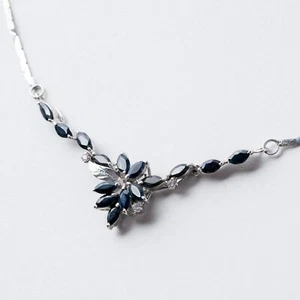 Halskette Silber 925 Blaue Steine 45 cm 7,44 g - Picture 1 of 7