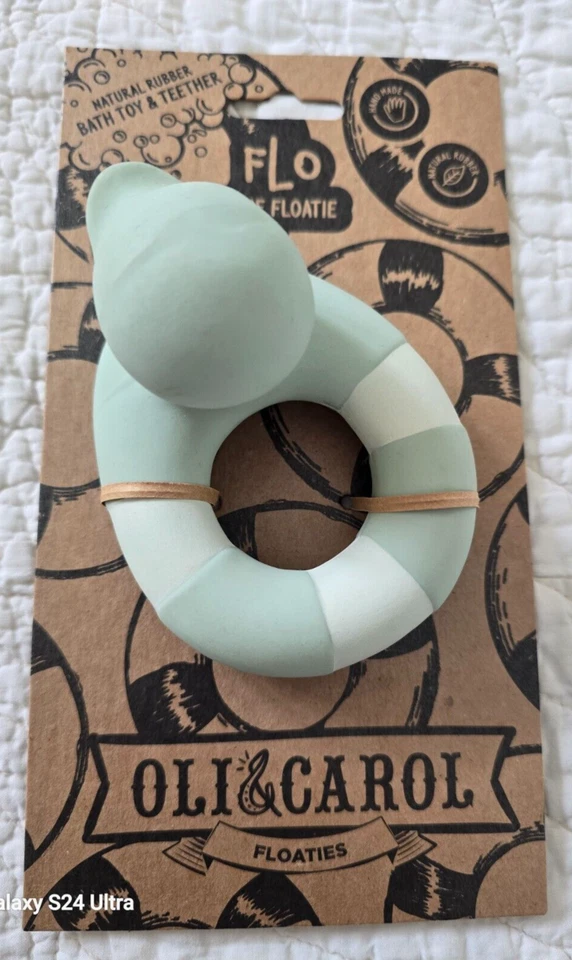 NEW Oli & Carol Duck Baby Toy & Teether Natural Rubber Flo The Floatie - Image 1 of 4