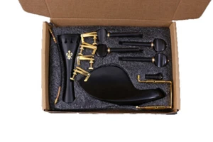 4/4 Violin Kit Accessories Ebony wood Violin Peg Tailpiece Chin Rest Fine Tuners - Picture 1 of 6