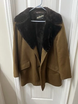 Vintage Brown Wool And Fur Windbreaker By Van Heusen Size 46 - Image 1 of 4