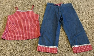 Girls Sweet Potatoes Denim And Red Plaid Top And Pants Set Size Large (10-12) - Image 1 of 4
