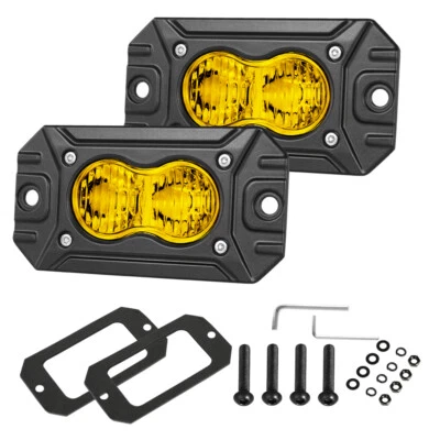 Luces LED de montaje empotrado rectángulo amarillo difuso inundación para Ram HD CREW 2010-2018 Foto 1 de 4