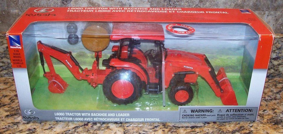 Newray L6060 Tractor w/ Backhoe & Loader, Battery Operated Model, SS-33123A 1:18 - Image 1 of 4