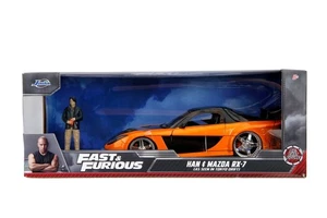 Jada 1/24 Fast & Furious ( Tokyo Drift ) 1992 Arancione Mazda RX-7 W/ Han Figura - Foto 1 di 16