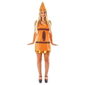 Women's Orange Crayon Fancy Dress Costume - Picture 1 of 8