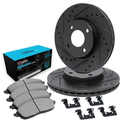 For Chrysler LeBaron 84-86 Brake Kit eLINE Series Drilled & Slotted Front Brake - Image 1 of 4