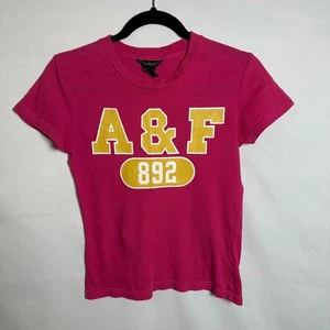 VTG Abercrombie & Fitch Womens Pink A&F Graphic baby Tee Cotton Short Sleeve Y2K - Picture 1 of 12