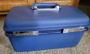 Samsonite Concord Makeup Train Case Blue Travel Luggage Mirror - Picture 1 of 10