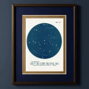 1944 Ursa Major Minor Celestial Star Chart Pole Star Navigation Map 4 x 6 in - Bild 1 von 6