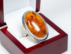 Argento 925 - anello grande vintage - ambra naturale - Foto 1 di 7