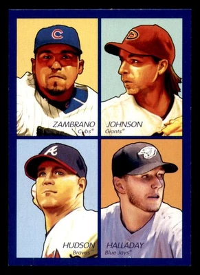 UD Goudey 2009 4 en 1 azul y verde #91 Carlos Zambrano-Randy Johnson-Roy Hallada Foto 1 de 4