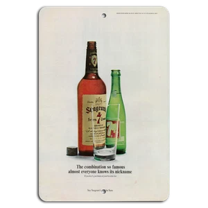 Vintage Seagram's & 7UP Combo: arte pubblicitaria classica senza tempo - Foto 1 di 1
