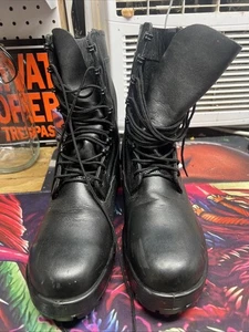 Vibram Wonens Größe 11xw Allzweck Militär Stiefel Schwarz Leder Schnürung - Bild 1 von 2