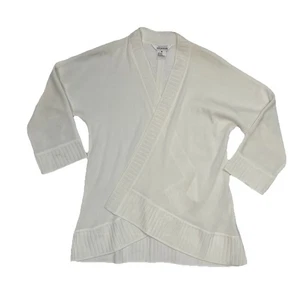 Cárdigan suéter Misook para mujer talla M mediano blanco frente abierto silencioso de lujo - Imagen 1 de 6