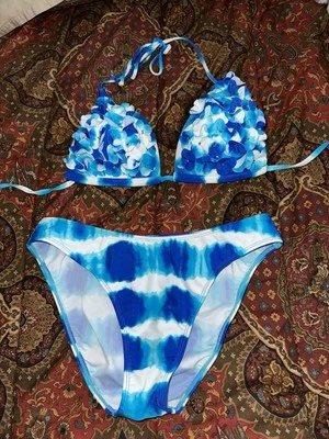 JUEGO DE BIKINI VENUS 2 PIEZAS, PARTE SUPERIOR D INFERIOR 8 NUEVO SIN ETIQUETAS Azul Blanco Foto 1 de 4